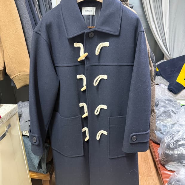 키뮤어 서플러스 울(WOOL) 세미오버 더플 코트_네이비 M 판매 