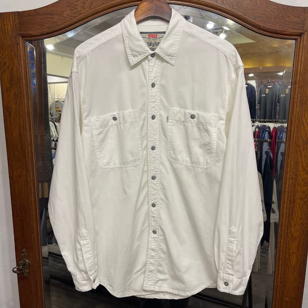 90's Levi's White Canvas Work Shirt