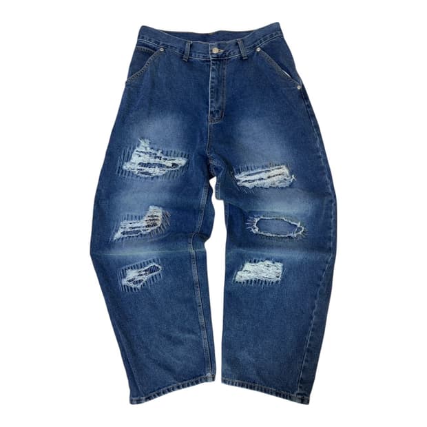 [WKNDRS] 위켄더스 벌룬핏 스티치 디스트레시드 데님팬츠 M