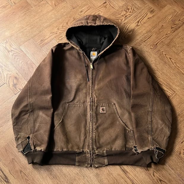 [XL]칼하트 USA J25 하드 페이딩 다크브라운 액티브 워크자켓