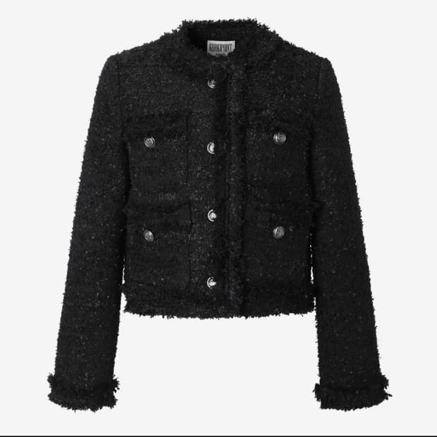 (옷걸이포함)카키포인트 크롭 트위드 자켓