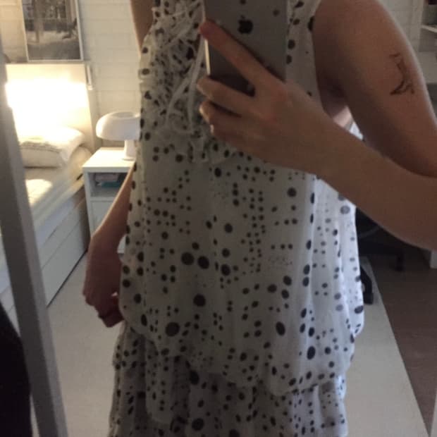 Dot Shirring layered dress