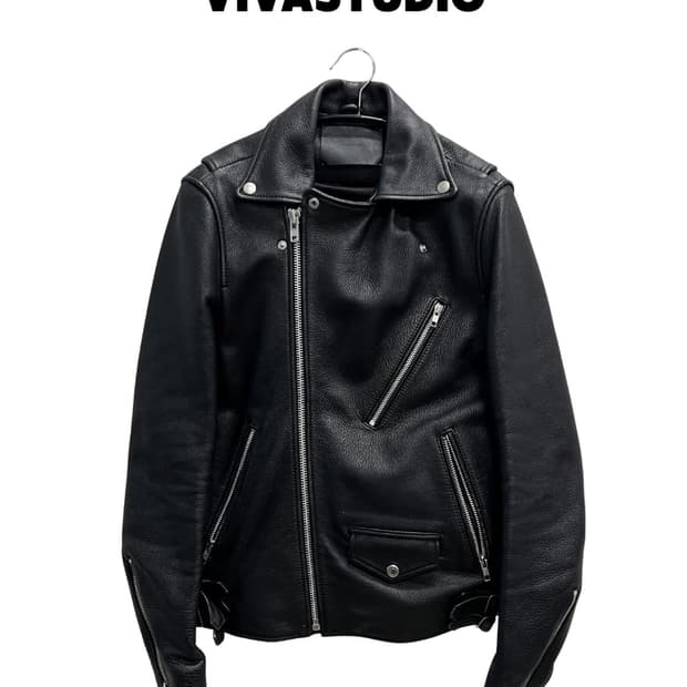 (S) 비바스튜디오 소가죽 라이더 자켓 블랙