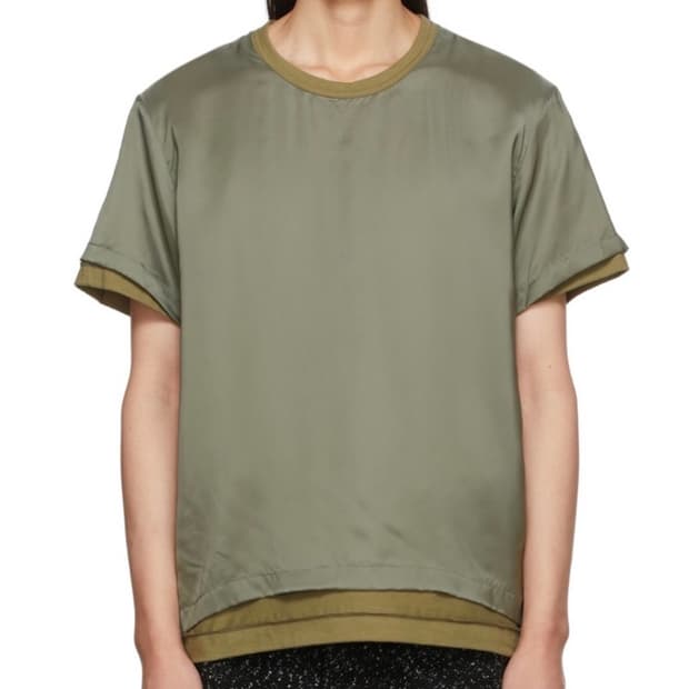 꼼데가르송 옴므플러스 그린 투 레이어 티셔츠 