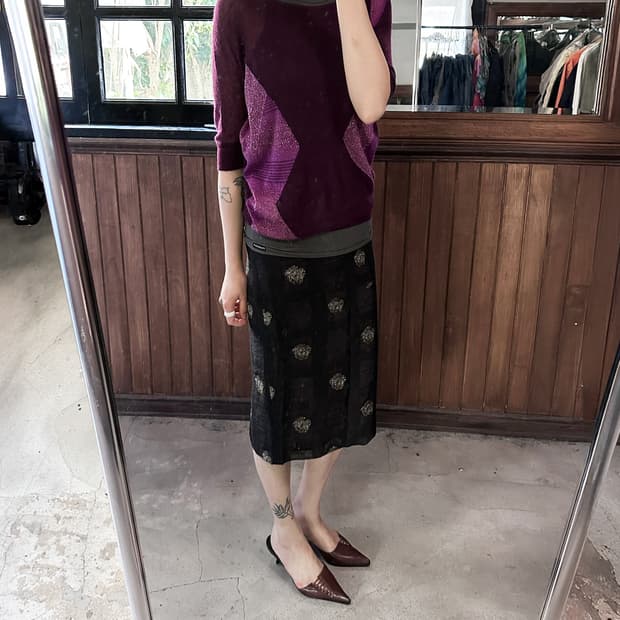 BENETTON sheer mohair knit top