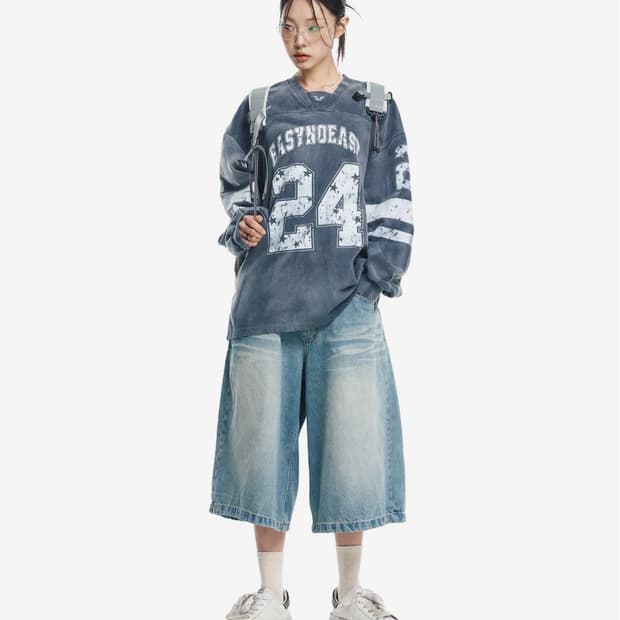 이지노이지 8부 데님 버뮤다팬츠 - 라이트블루(1사이즈) 인템포무드디네댓