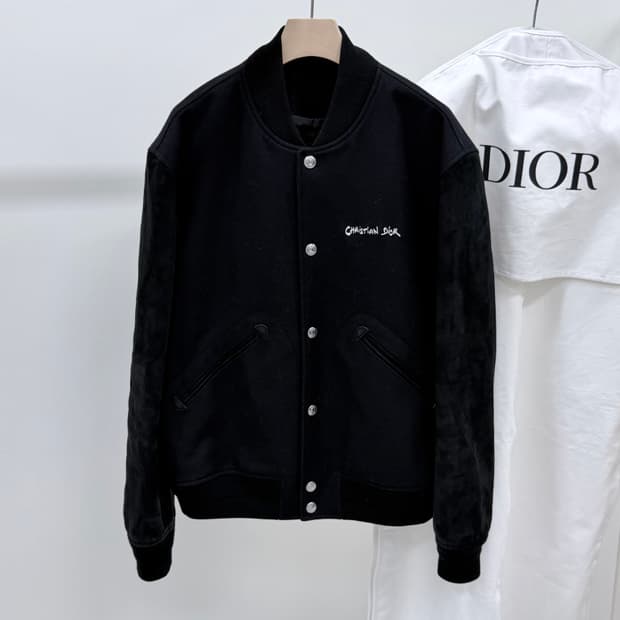 [S+급/50] 24FW 디올 태그 바시티 봄버 자켓 블랙
