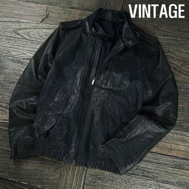 [빈티지] 리얼 램스킨 양가죽 집업 레더 자켓 블랙 M19903