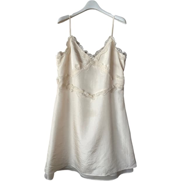 더바넷 Satin Lace Slip Dress