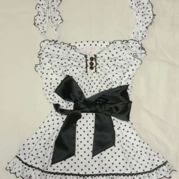 리즈리사 도트 리본 나시 슬리브리스 로걀탑 히메갸루