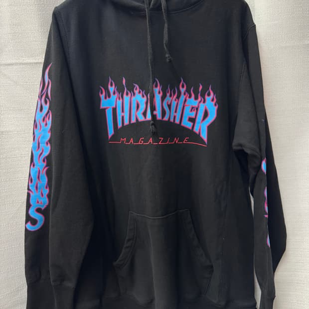 슈프림x트래셔 17ss 콜라보 멀티로고 후드티 M(L)