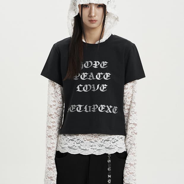 셋업이엑스이 LACE BUTTON HOODIE TOP 레이스 후드 탑