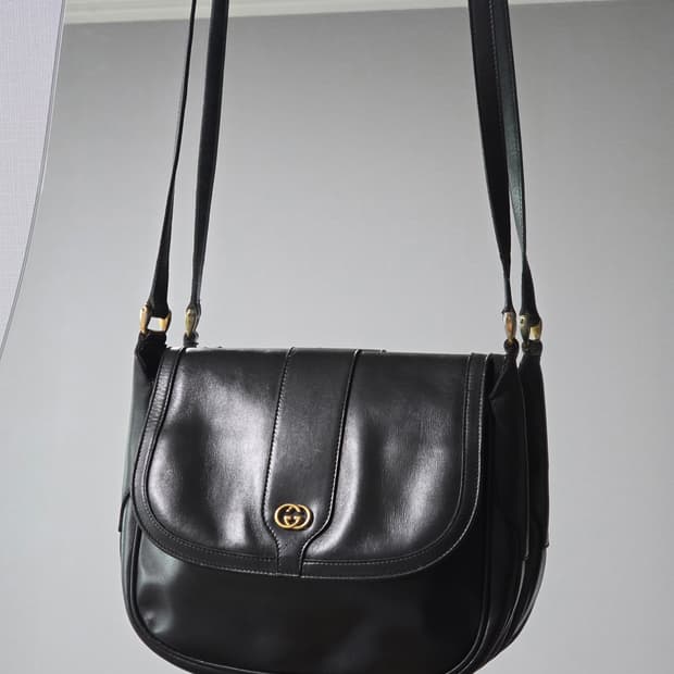 Gucci 구찌 블랙 레더 빈티지 숄더백 