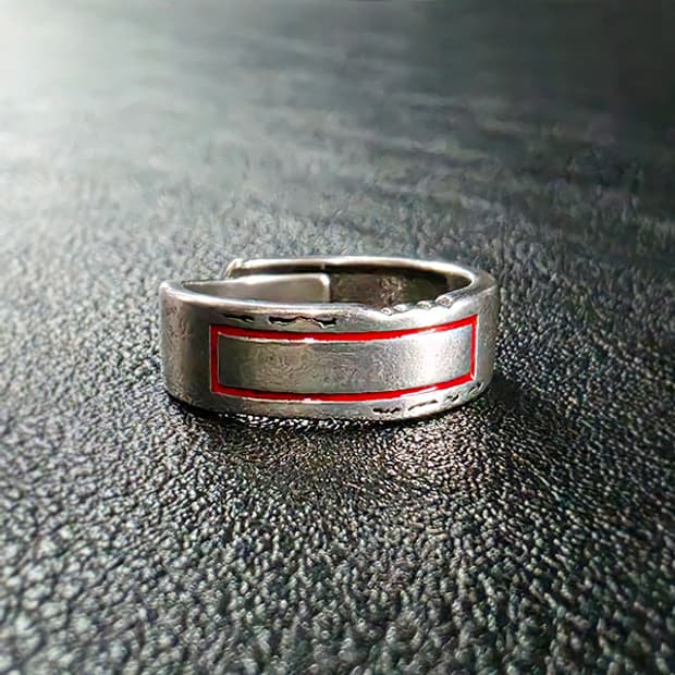 Cinnabar 실버 남자 엔틱 빈티지 명품 고대 스퀘어 레드 반지