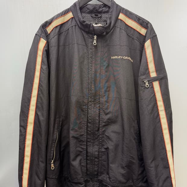 Harley-Davidson 할리데이비슨 블랙 오렌지 라인 라이딩 재킷