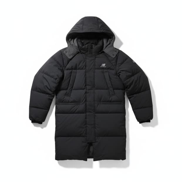 뉴발란스 블랙 롱패딩 후드 점퍼
