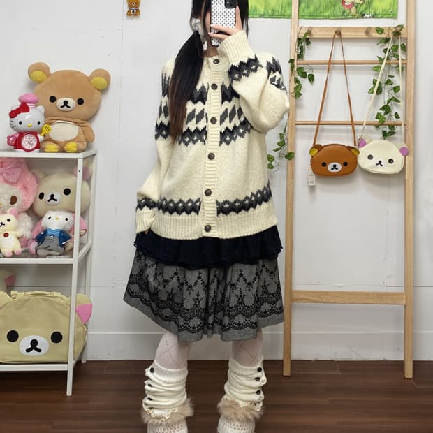 ꒰ঌ 페어아일 니트 가디건 세트 ໒꒱