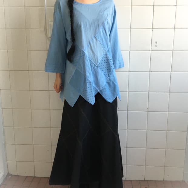 Patch work point blouse
