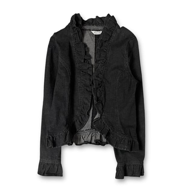M-proudly 블랙 프릴 포인트 데님 자켓 LL