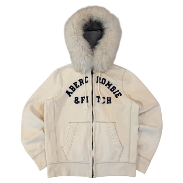 초 대장급) 아베크롬비 울프죠 퍼 후드집업 화이트