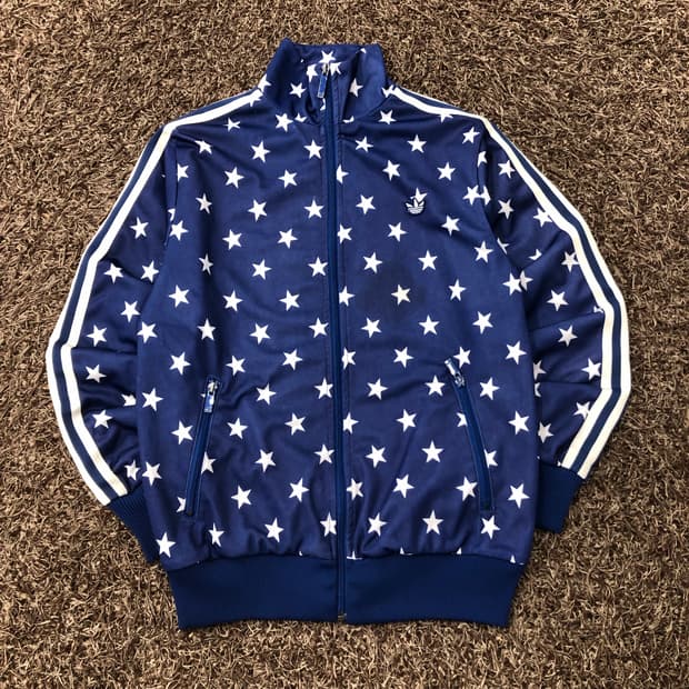 M 아디다스 제레미스캇 별 스타 패턴 져지 트랙 자켓