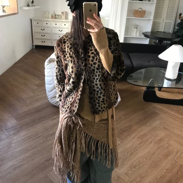 vintage pattern fur jacket