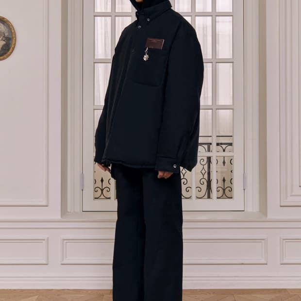 [M] STU 구스 다운 셔츠 자켓 패딩 블랙 STU OFFICE