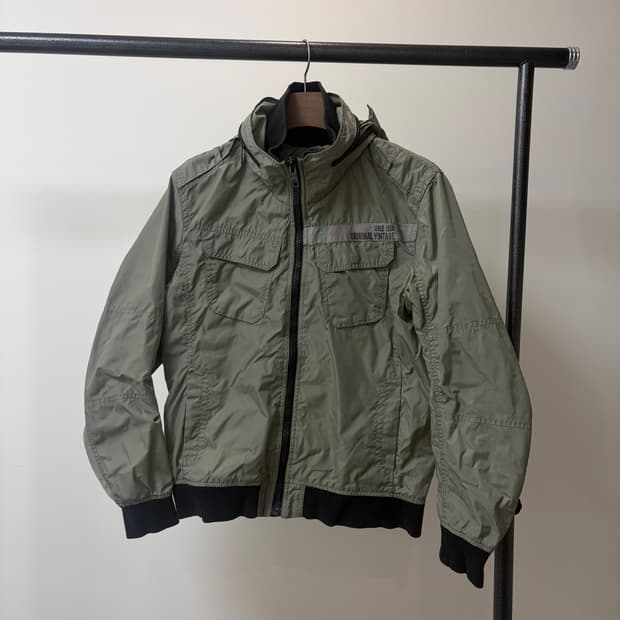 (XL) buckaroo 버커루 히든 후드 바람막이 블루종 자켓