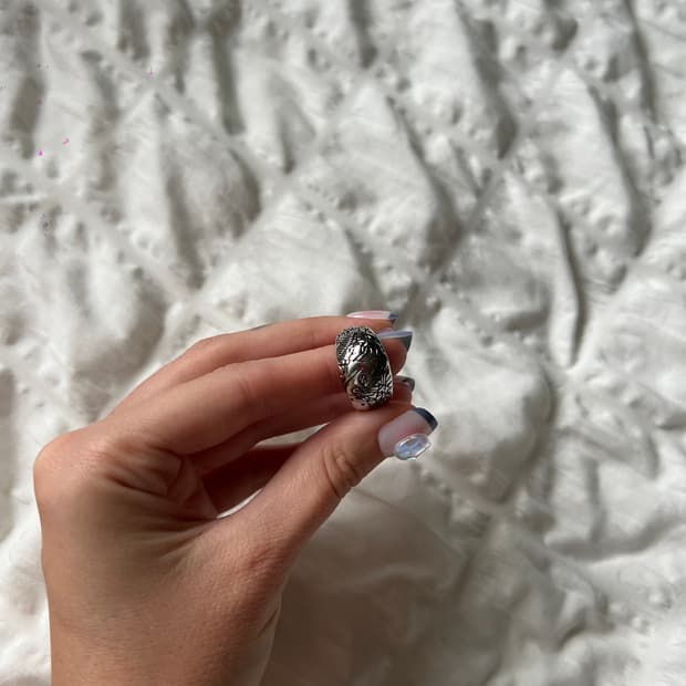 앤틱 플라워 패턴 실버 반지