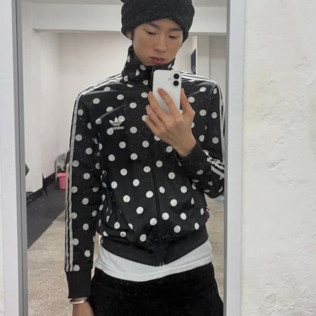 아디다스 도트 땡땡이 져지 85 나우아임영 착용 빈티지