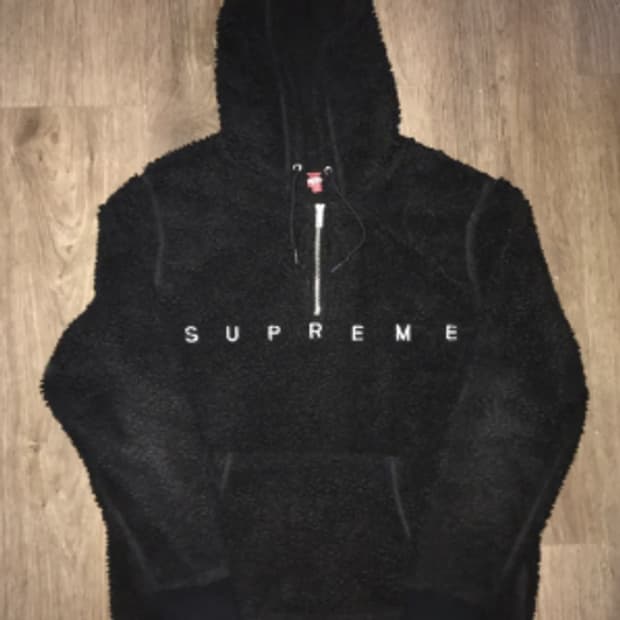 슈프림 플리스 하프집업 후디 블랙 XL
