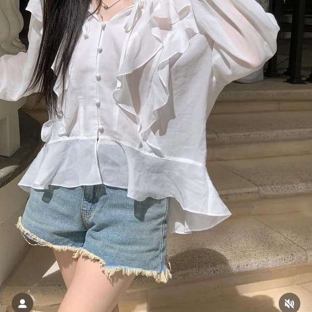 (새상품)헤더먼트 damaged denim shorts - S