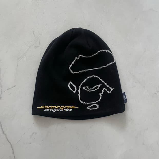 베이프 에이프 페이스 니트 캡 블랙