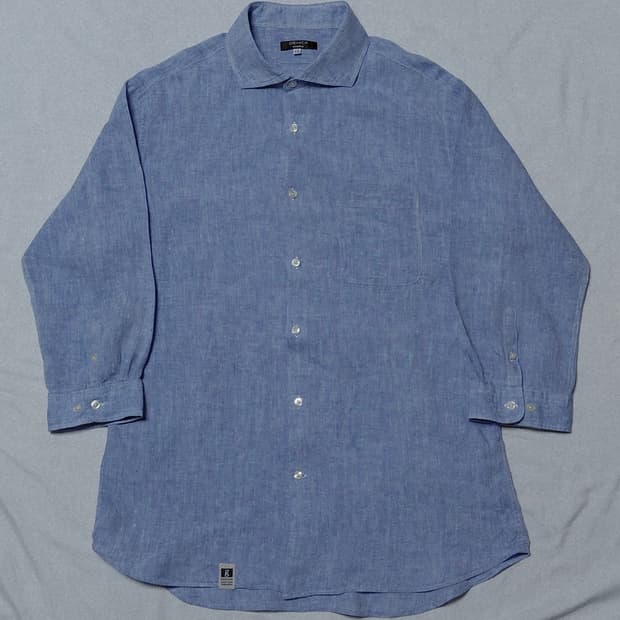 [105] ORIHICA 린넨 100% 7~8부 셔츠 (스카이블루)