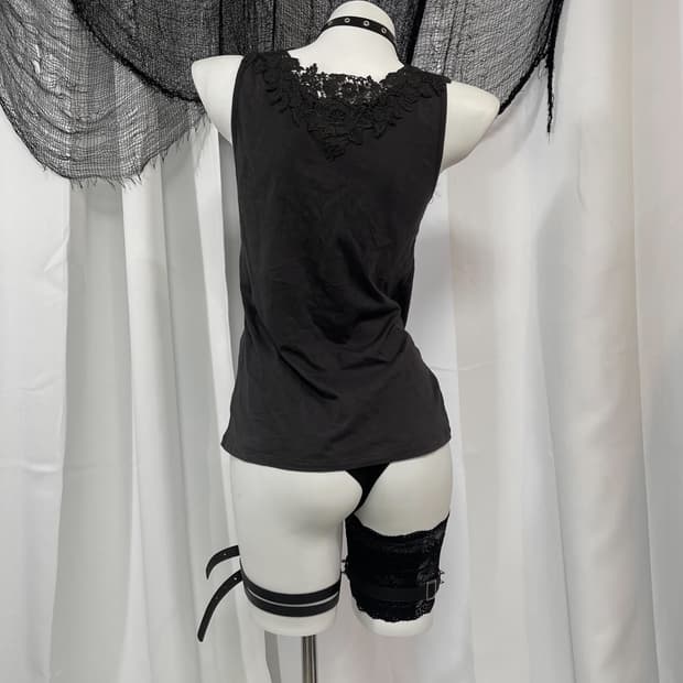 charcoal lace sleeveless