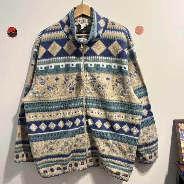 빈티지 패턴 울 집업 자켓