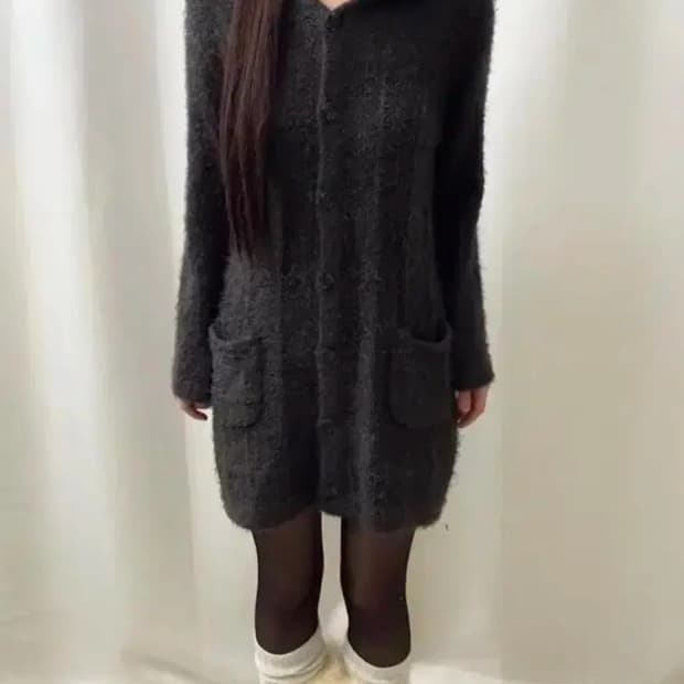 후드 니트 원피스