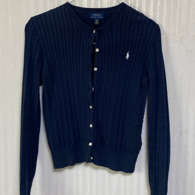 키즈 폴로 랄프로렌 꽈배기 가디건 네이비