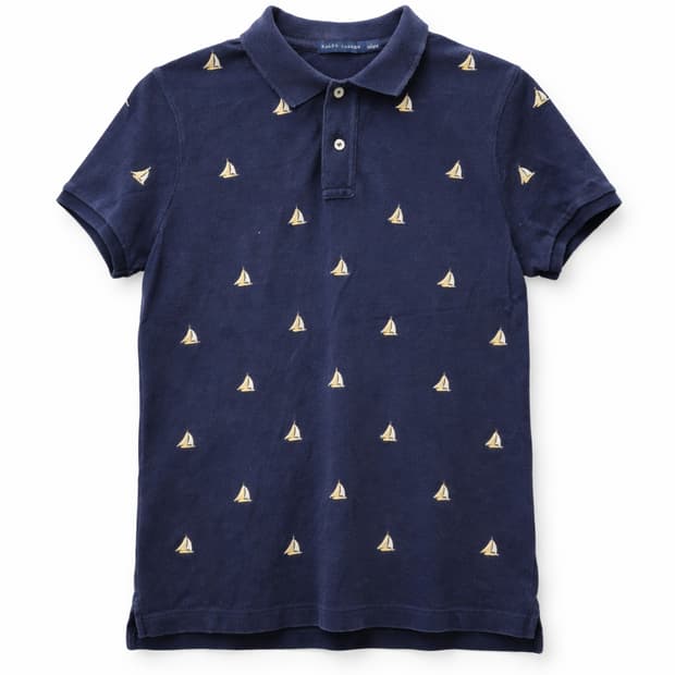 랄프로렌 네이비 보트 패턴 폴로티 L