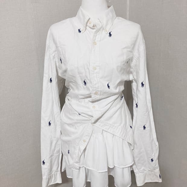 폴로 와글와글 흰 셔츠 L