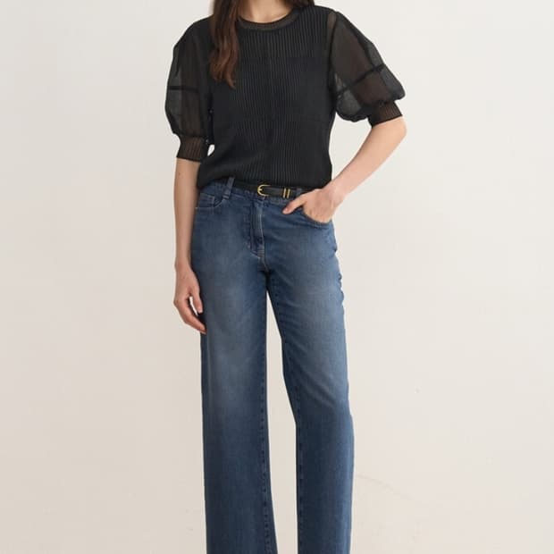 한섬 SJSJ 2025 워싱 스트레이트 데님 팬츠 61-90사이즈