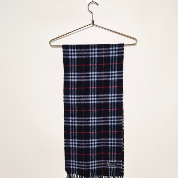 버버리 네이비 노바체크 램스울100 머플러 목도리