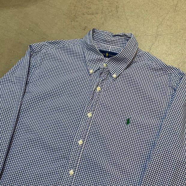 L 폴로랄프로렌 블루 체크 셔츠 