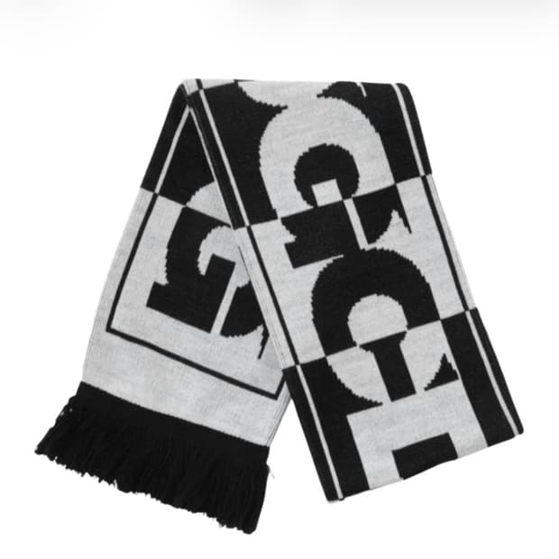 CDG 로고 체크 머플러 화이트 블랙 목도리