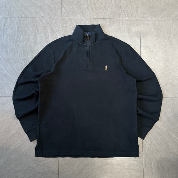 폴로 국내 매장 정품 블랙 이스테이트립 반집업 니트