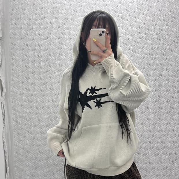 나이스 고스트 클럽 키치 샤이닝 니트 후드티 S C07560