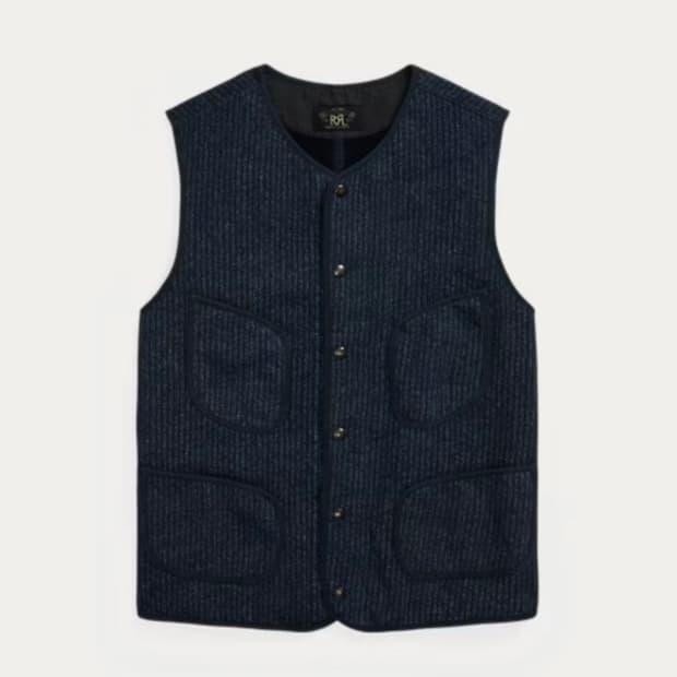 RRL 더블알엘 프린티드 인디고 플리스 베스트