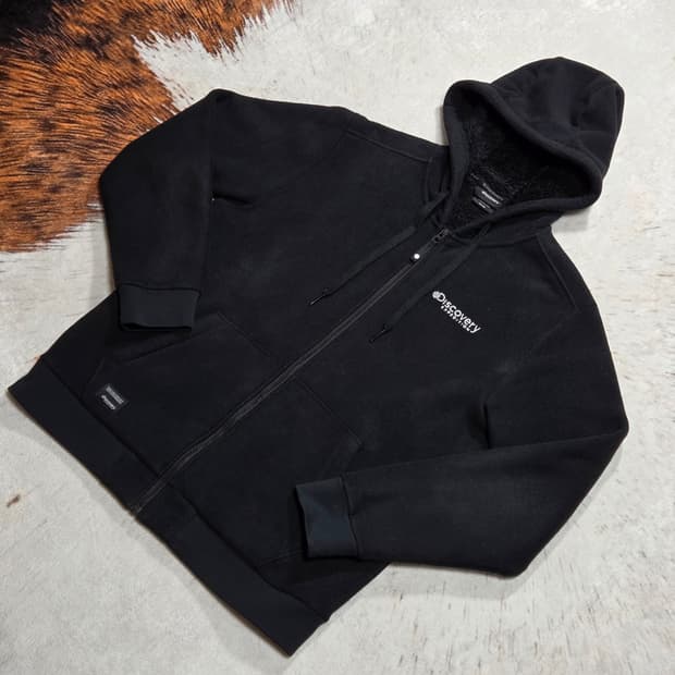 디스커버리 블랙 후리스 후드집업