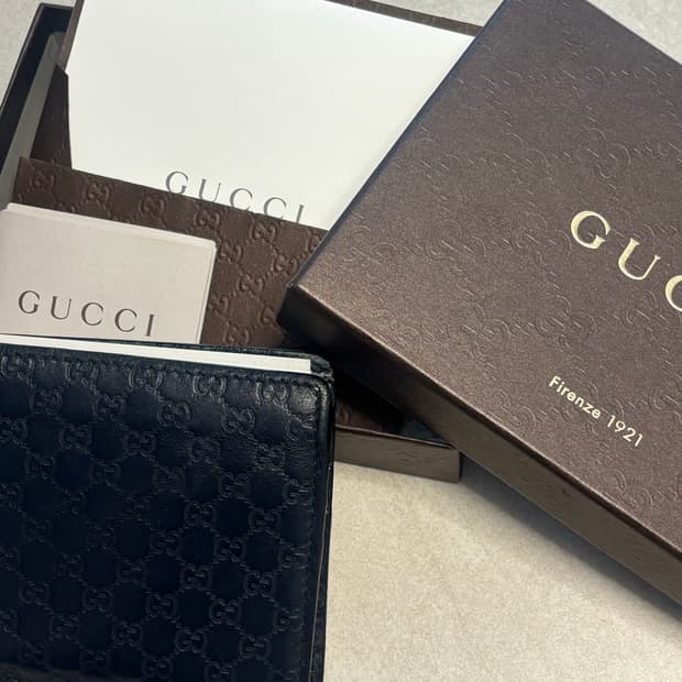 구찌 gucci 마이크로시마 반지갑 네이비