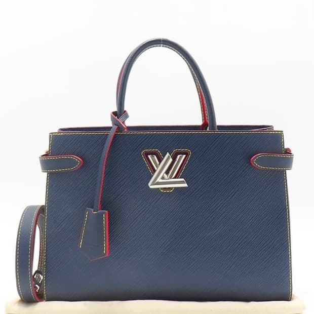 루이 비통 트위스트 토트 레더 2웨이 핸드백/숄더백 네이비 레드